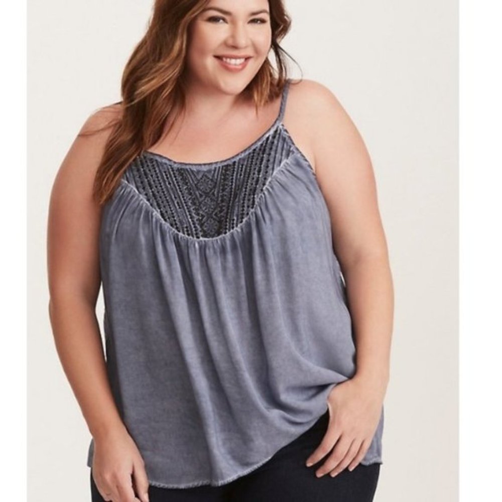Embroidered Wash Challis Cami